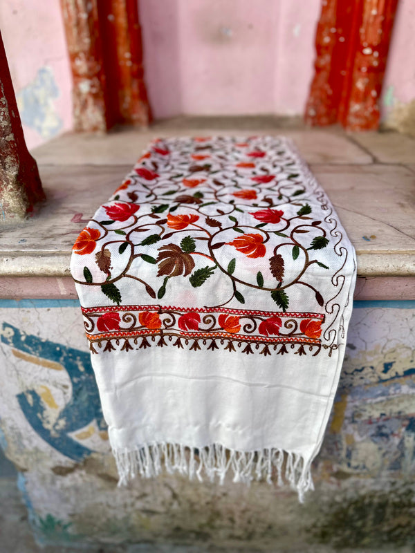 Omslagdoek India Wit (Blaadjes)