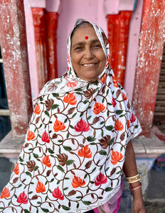 Omslagdoek India Wit (Blaadjes)
