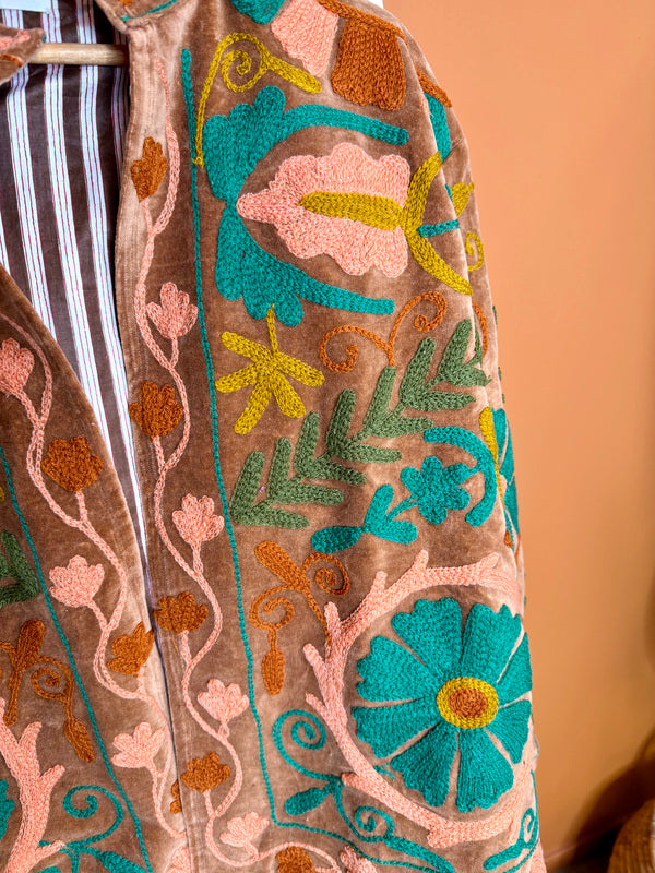 Velvet Suzani Jacket Oker