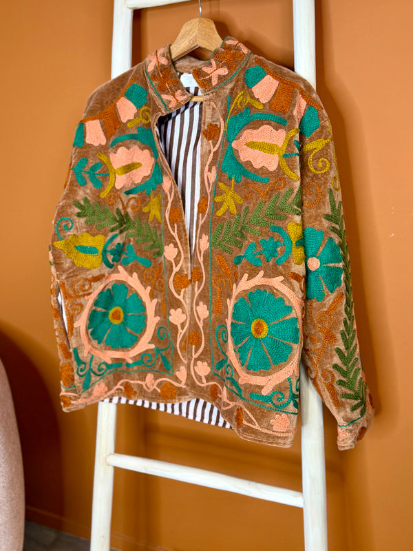 Velvet Suzani Jacket Oker