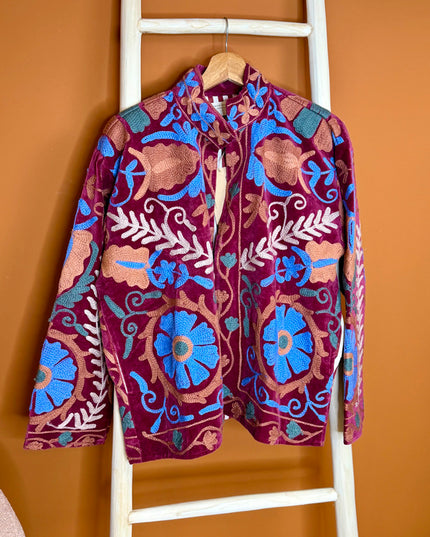 Velvet Suzani Jacket Marroon