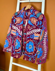 Velvet Suzani Jacket Marroon