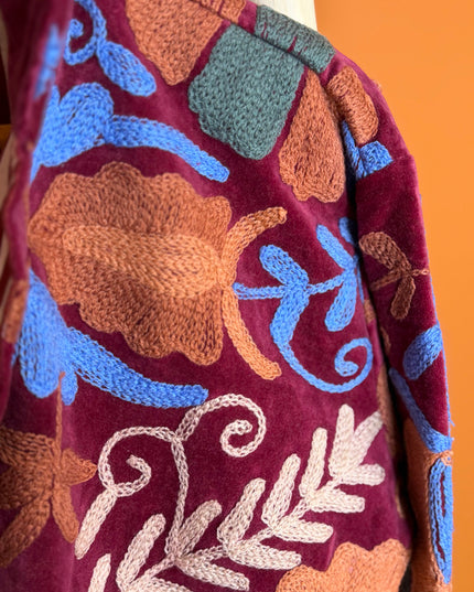 Velvet Suzani Jacket Marroon