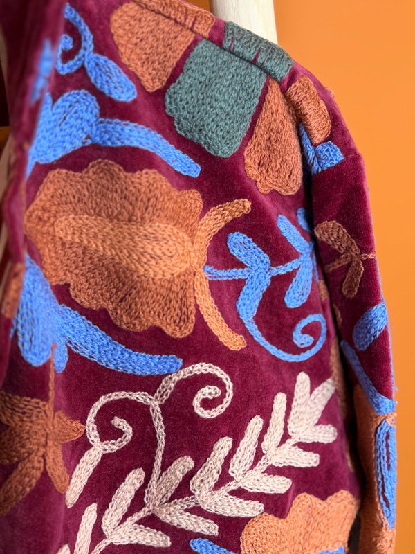 Velvet Suzani Jacket Marroon