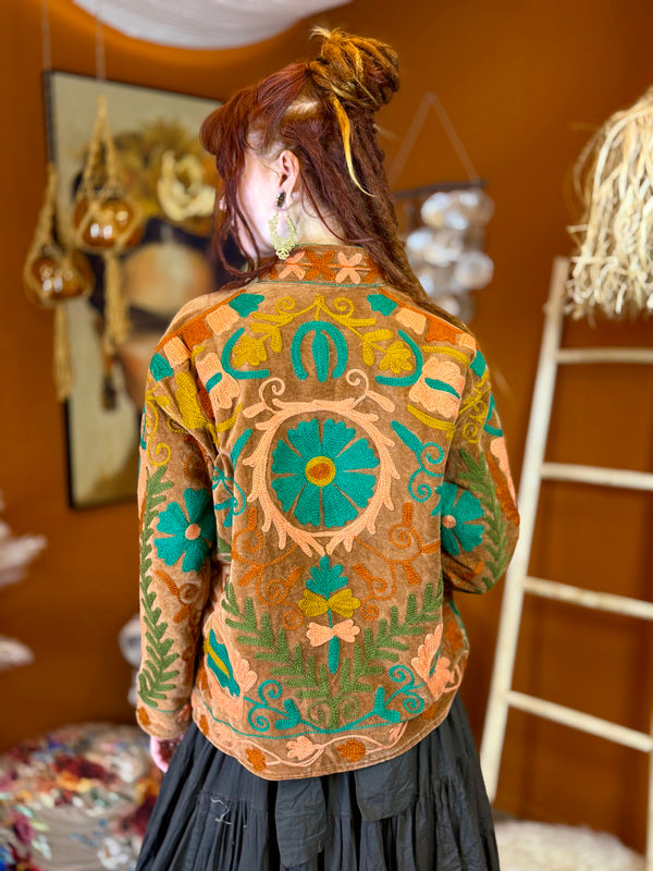 Velvet Suzani Jacket Oker