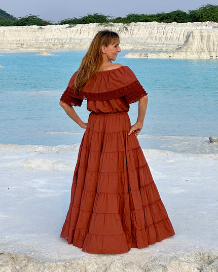 Danu Lange jurk Terracotta