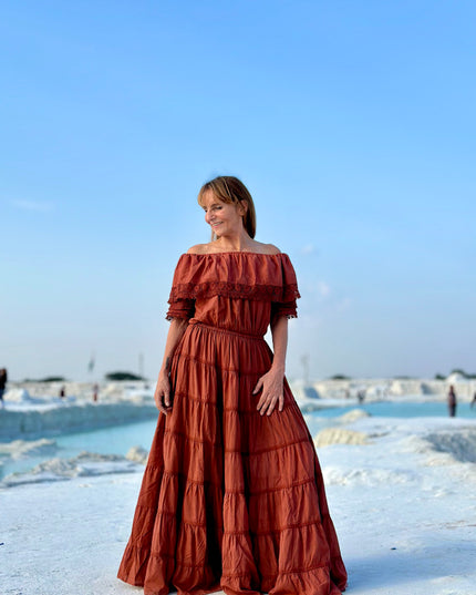 Danu Lange jurk Terracotta