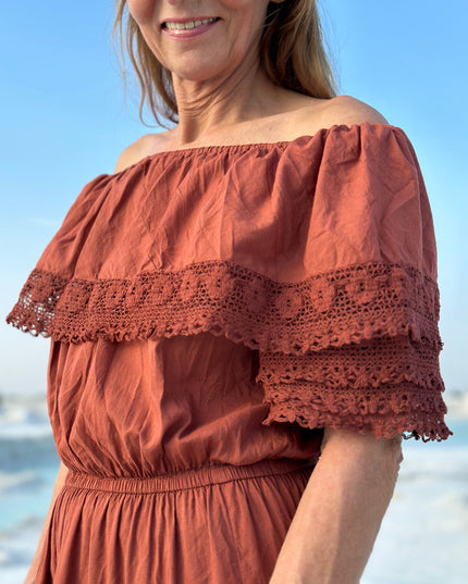 Danu Lange jurk Terracotta