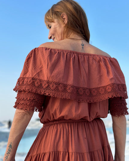 Danu Lange jurk Terracotta