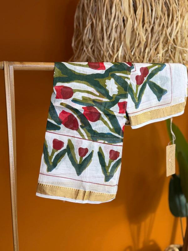 Pushpa Scarf Blockprint