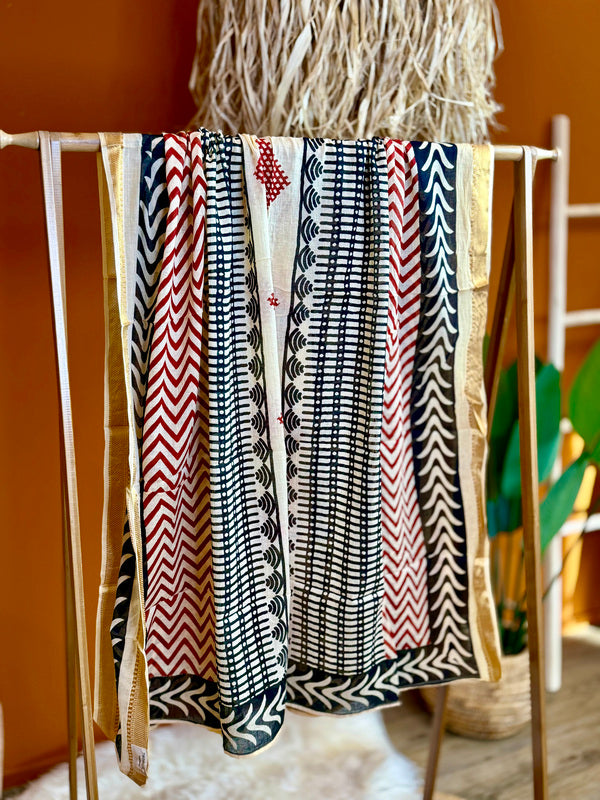 Pushpa Scarf Blockprint