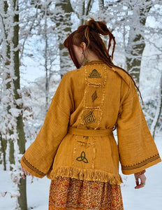 Kimono / Vest Aztec print Oker
