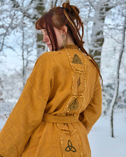 Kimono / Vest Aztec print Oker