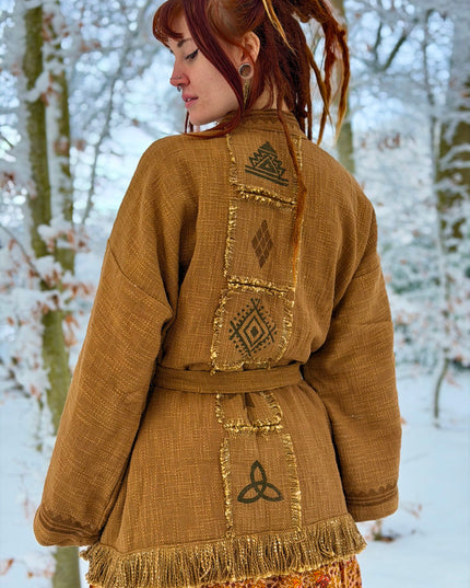 Kimono / Vest Aztec print Warm Bruin