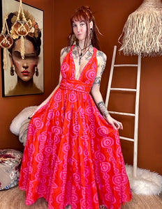 Durga - de ultieme zomerjurk Print roze / Rood