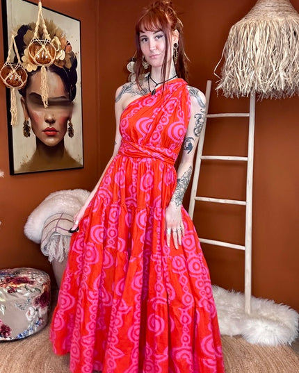 Durga - de ultieme zomerjurk Print roze / Rood