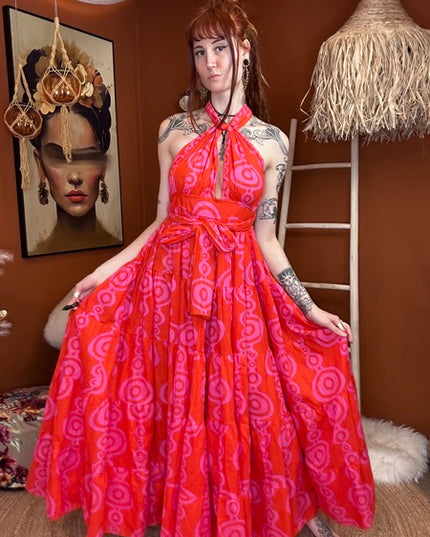 Durga - de ultieme zomerjurk Print roze / Rood