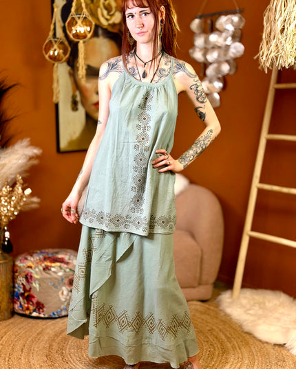 Earth Song lange zomertop Jadegroen