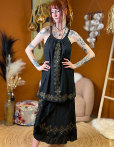 Earth Song lange zomertop Zwart