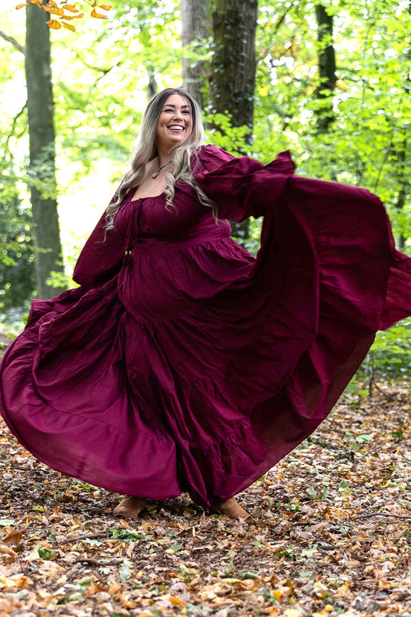 Vaiana Lange Jurk Burgundy