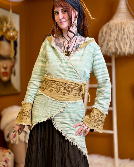 Bohemian Khadi Hooded Jacket