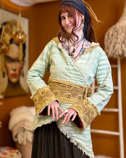 Bohemian Khadi Hooded Jacket