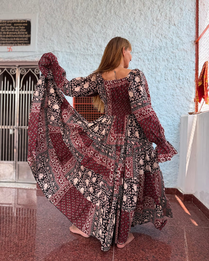 Vaiana Lange Jurk Patchwork print
