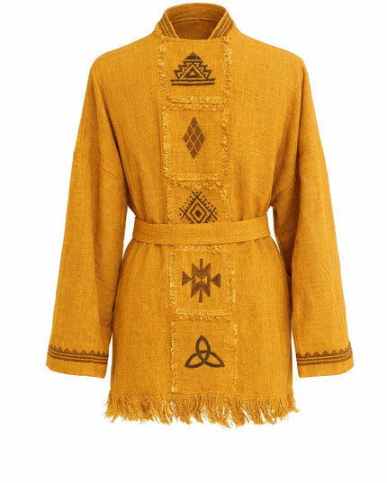 Kimono / Vest Aztec print Oker