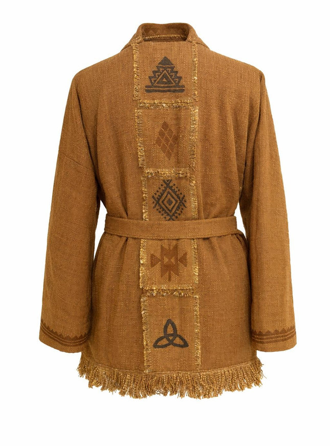 Kimono / Vest Aztec print Warm Bruin