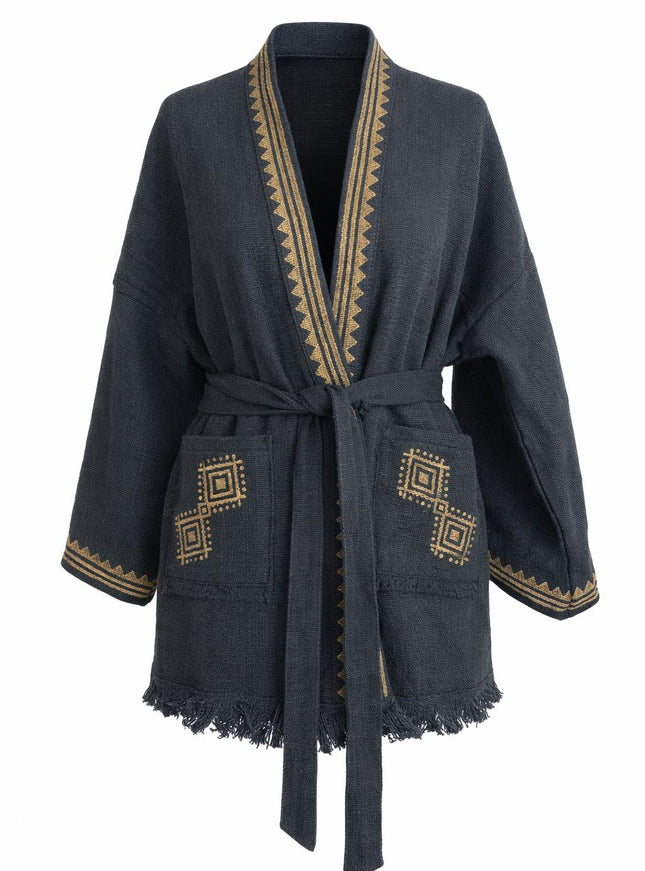 Kimono / Vest Aztec print Zwart