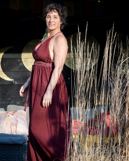 Inanna Festival jurk Donkerrood