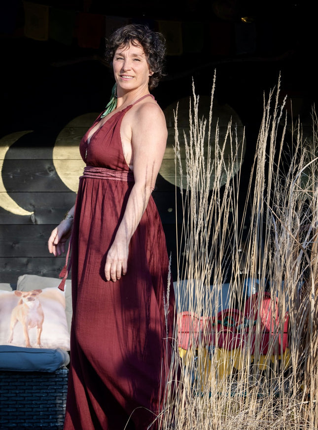 Inanna Festival jurk Donkerrood