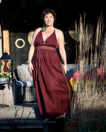 Inanna Festival jurk Donkerrood