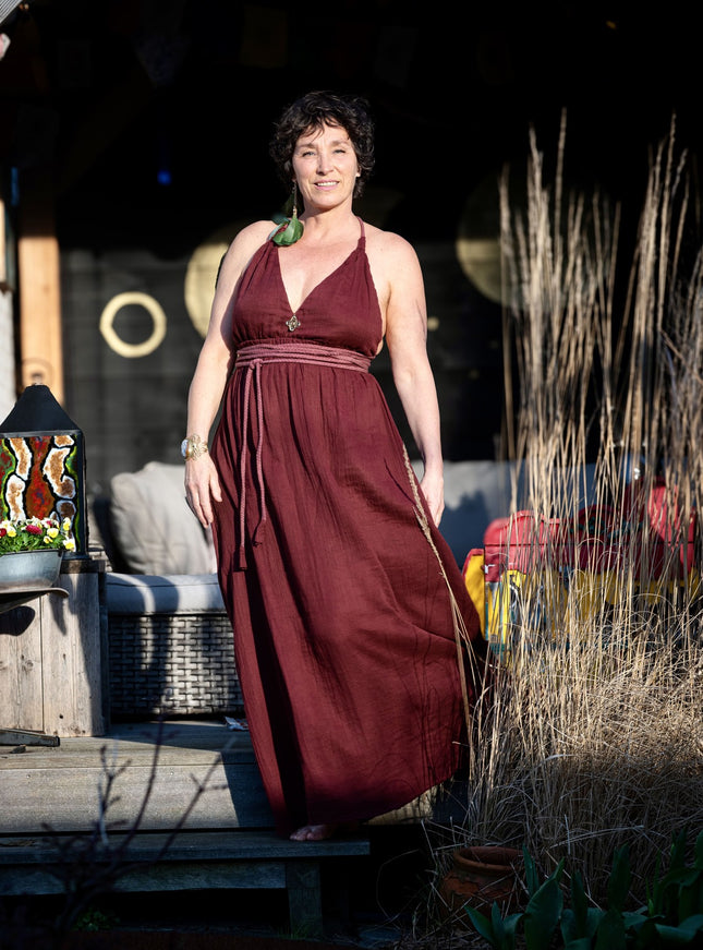 Inanna Festival jurk Donkerrood