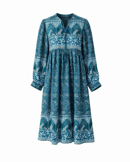 Fay Kleid Handblock Blau