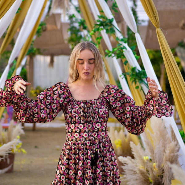 Vaiana Lange Jurk Print Zwart