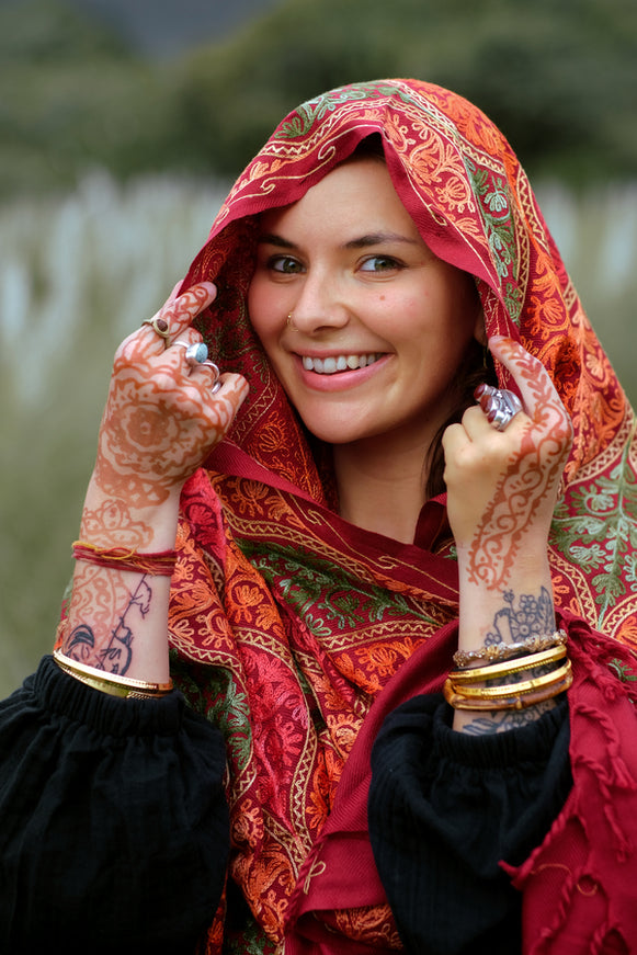 Omslagdoek India Marroon