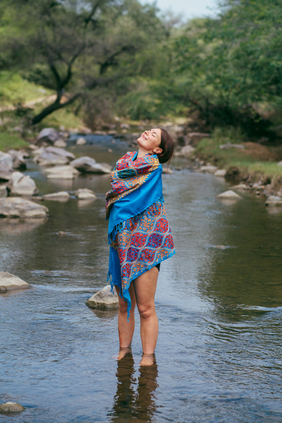 Omslagdoek India Blauw