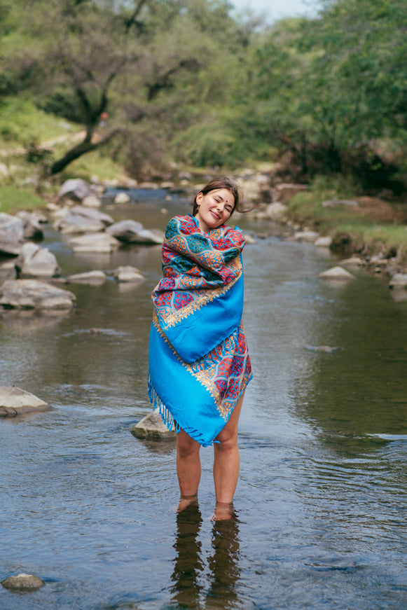 Omslagdoek India Blauw