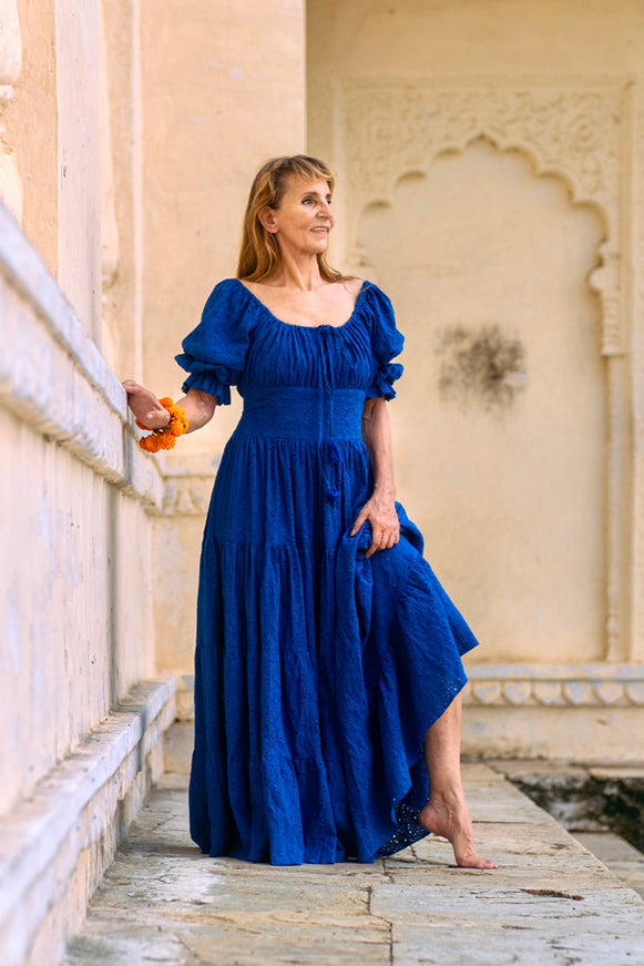 Vaiana Kleid Stickerei Maisblau 