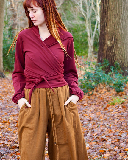 Hooded Vest Sweater Marroon Rood