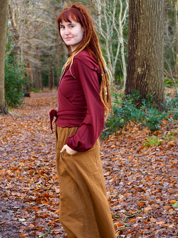 Hooded Vest Sweater Marroon Rood