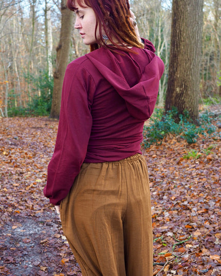 Hooded Vest Sweater Marroon Rood