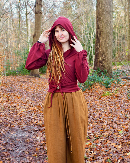 Hooded Vest Sweater Marroon Rood