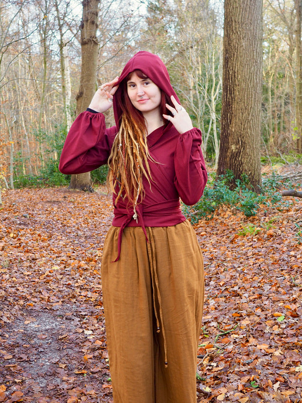 Hooded Vest Sweater Marroon Rood