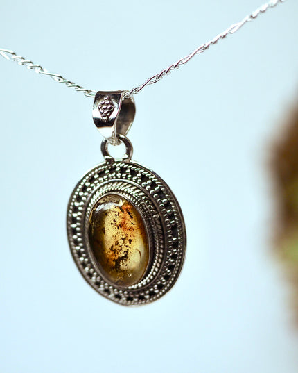 Amber Edelsteen hanger 925 zilver