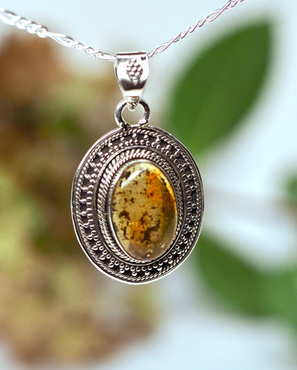Amber Edelsteen hanger 925 zilver