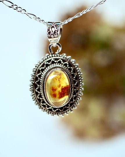 Amber Edelsteen hanger 925 zilver