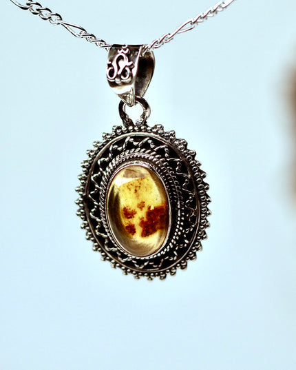 Amber Edelsteen hanger 925 zilver