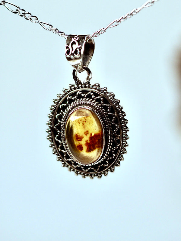 Amber Edelsteen hanger 925 zilver